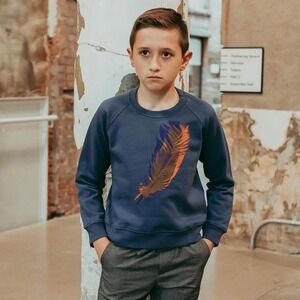 Firebird Youth Navy‎ Feather Graphic Fleece Sweatshirt Size 5T